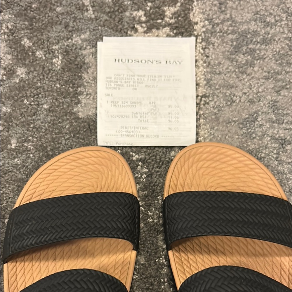 $85 each 2 $60 Reef Tan and Black Slide Sandals size 7 - Picture 5 of 12